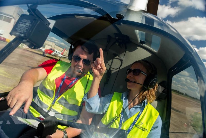 Student training to become a helicopter pilot